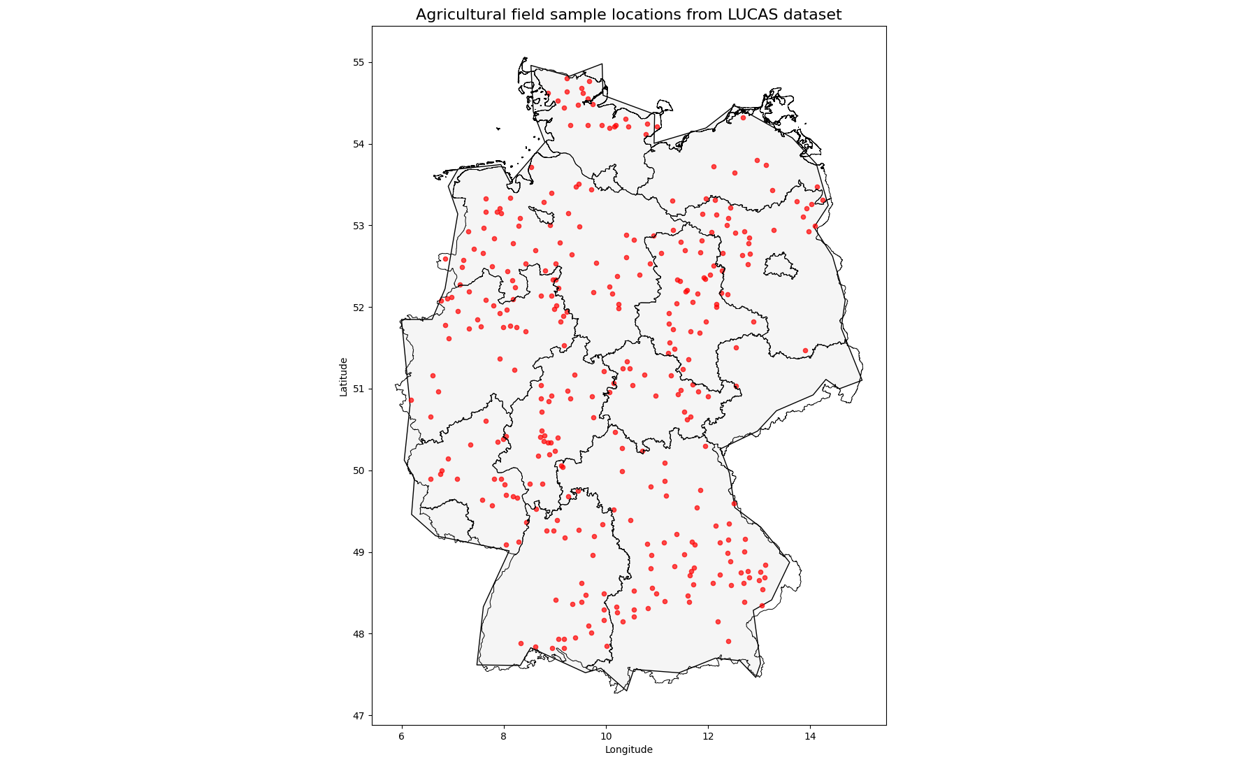Mapping of LUCAS soil sampling locations in Germany (Fernández-Ugalde et.al., 2022)